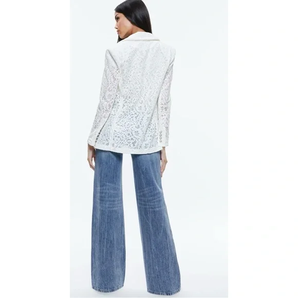 Alice and Olivia JUDITH SHEER LACE SHAWL COLLAR BLAZER size 8
